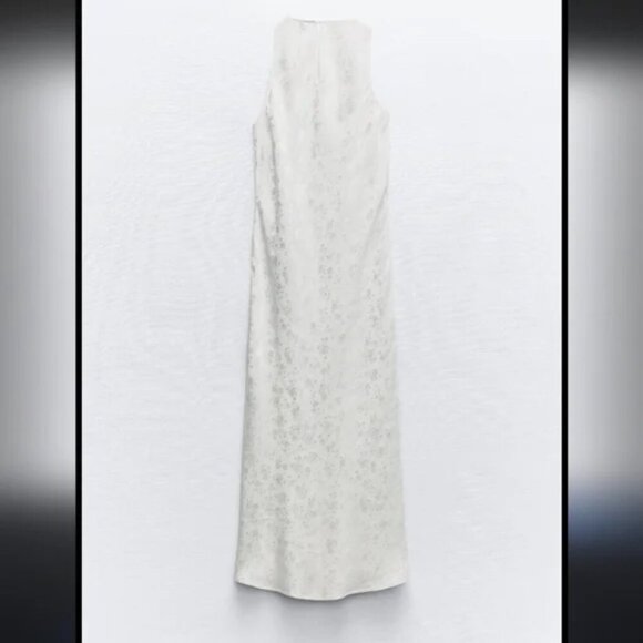 Zara Lace Jacquard Maxi Dress NWT White Size Medium - Picture 5 of 11